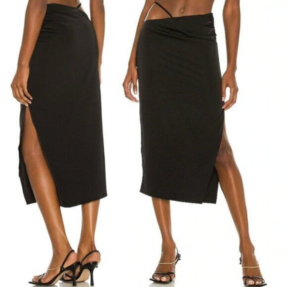 h:ours Sonnie Midi Skirt in Black